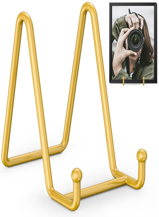 TRLife TR-LIFE Plate Display Stand - 4.5 Inch Holder + Metal Frame for Picture, Decorative Plate, Photo Easel, Tabletop Art (Gold 2 Pack) - Image 1
